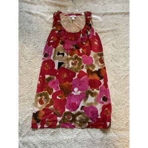 ANN TAYLOR LOFT Womens  Dress pink/brown/white floral lined Cottagecore